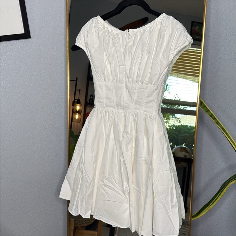 HOUSE OF CB Nala White Cotton Gathered Mini Dress NWOT - Picture 5 of 5